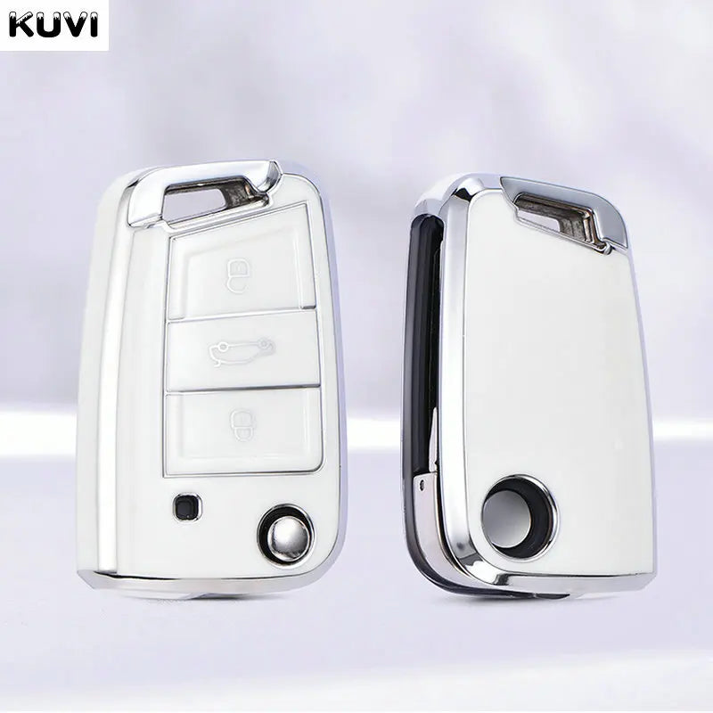 3 4 Buttons Car Key Case Cover Fob For VW Volkswagen Golf 7 MK7 Tiguan MK2 For SEAT Ateca Leon FR 2 Ibiza For Skoda Octavia A7