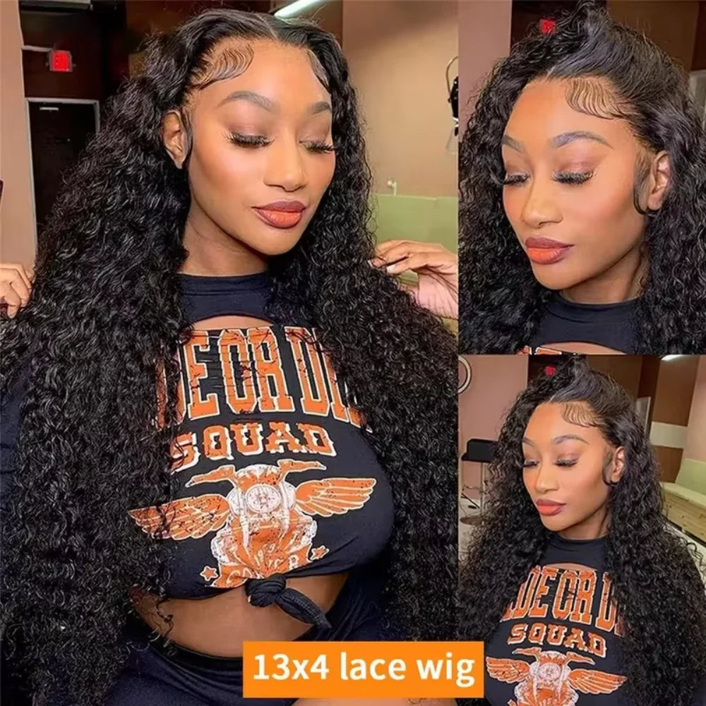 Natural Deep Wave Human Hair Wigs 40 Inch Extra Long 13x4 13x6 HD Lace Frontal Design 250 Density Voluminous Tangle Free Durable Hair Wigs