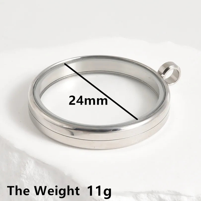 1Pc Stainless Steel Round Reliquary Photo Coin Holder Locket Pendant Openable Glass Cremation Urn Relicario Colgantes Jewelry