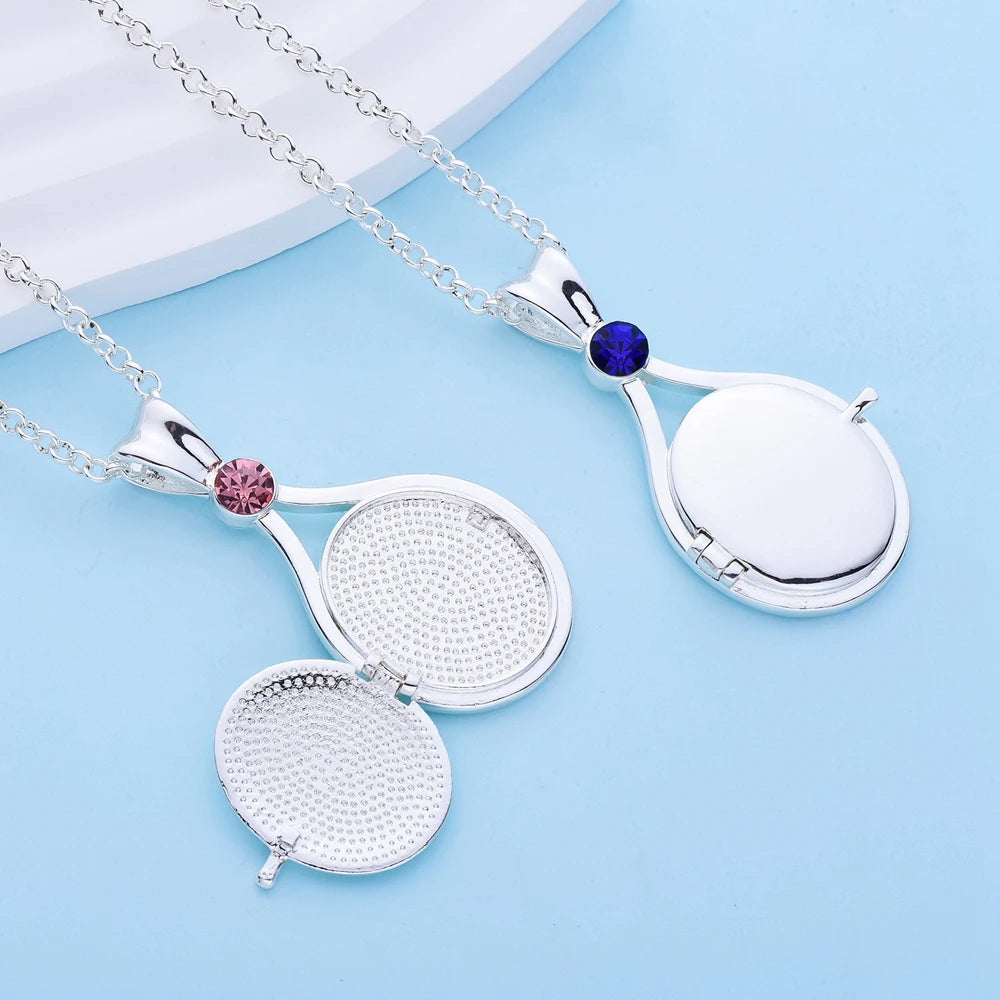 H2O Locket Pendant Necklace Mermaid Silver Color with Crystal Just Add Water Necklaces TV Movies Jewelry for Women Girls