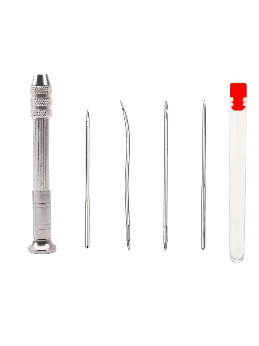 Leather Sewing Needles Kit, Set Contains Silver Leather Sewing Awl, 4 Piece Needle Suitable for Leather Canvas Tent