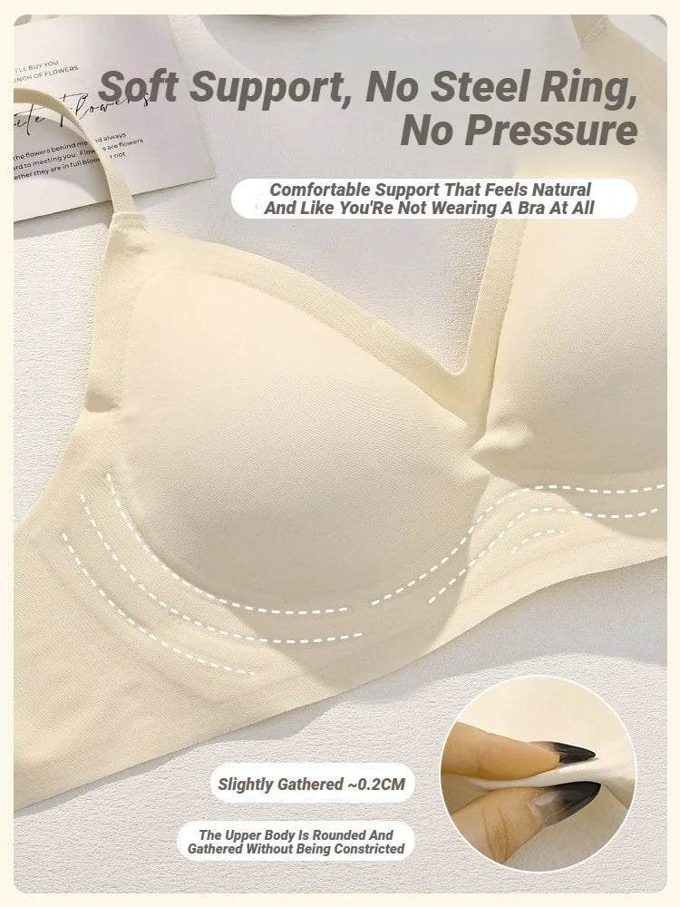 Small Breast Seamless Bra Women'S Push-Up Comfortable Non-Underwire Soft Support Closed Underwear For Women With Breasts No Rims