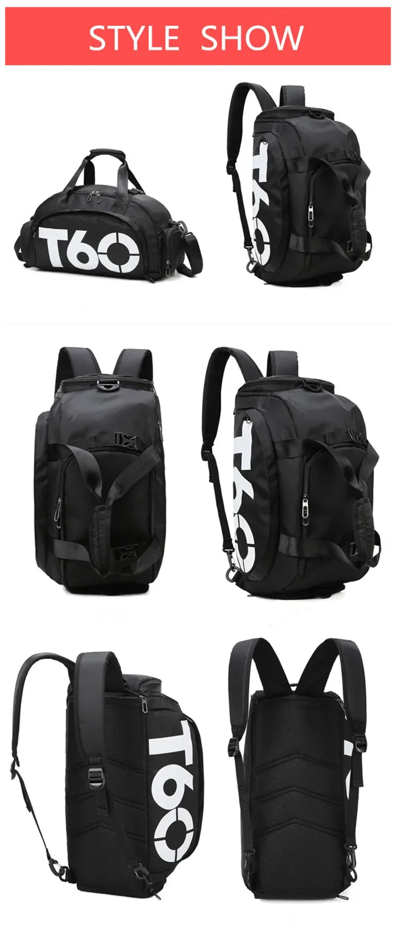 Fitness Bag Oxford Dry Wet Gym Bag Large Capacity Fitness Training Bag Shoe Compartment Wear-resistant for Men Women