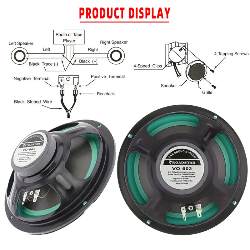 2PCS 4/5/6.5 Inch Car Speakers HiFi Coaxial Car Door Subwoofer Universal Automotive Audio Music Full Range Truck Stereo Speaker