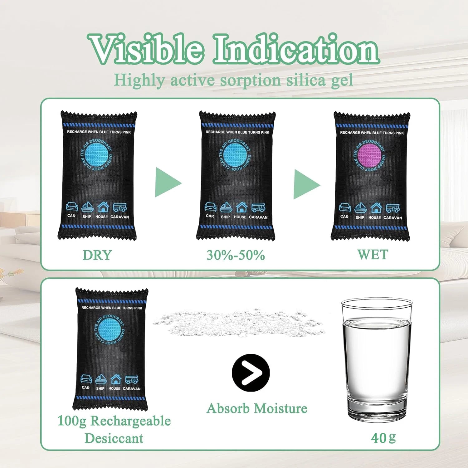 Reusable Silicone Dehumidifier Bag Car Air Freshener Interior Wardrobe Room Home Moisture Absorber Dampness Preventer Drying Bag