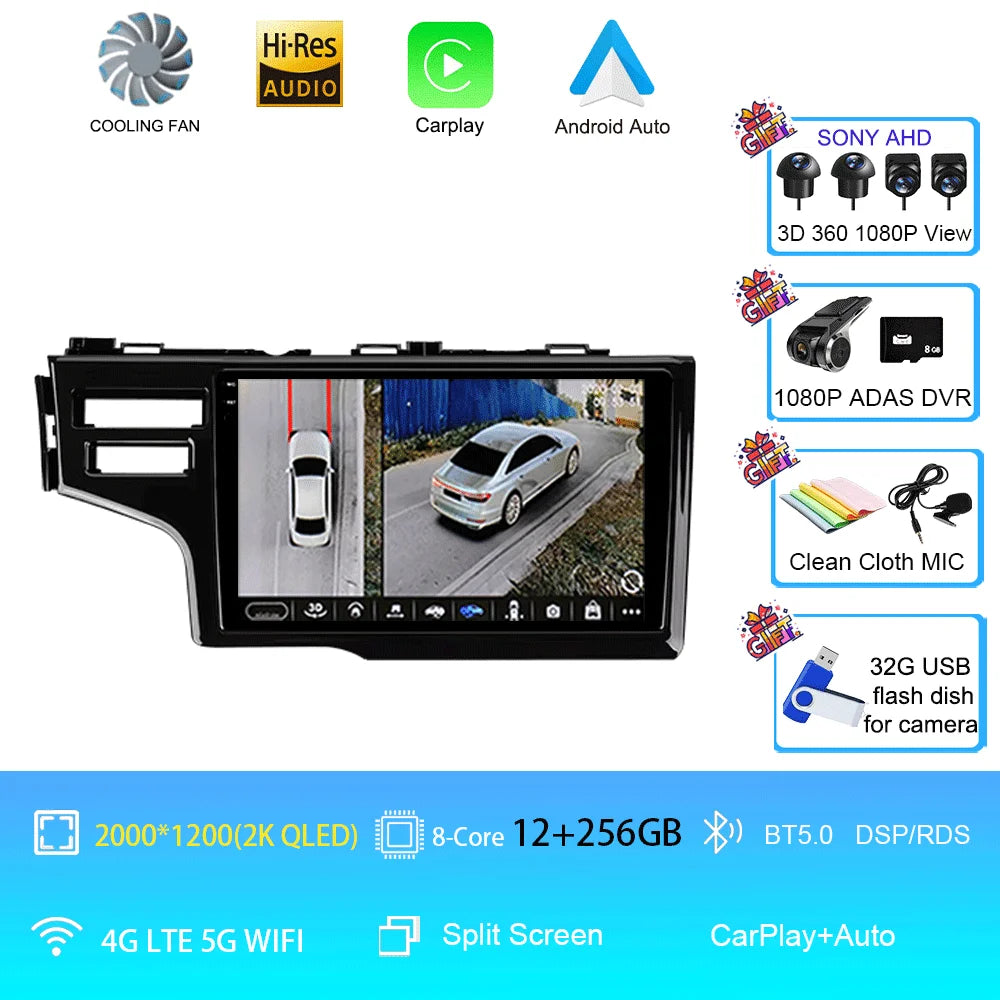 For Honda Fit Jazz 2014 2015 2016 2017 Autoradio GPS Stereo 2din Head Unit Carplay Auto Multimedia Player Car Radio