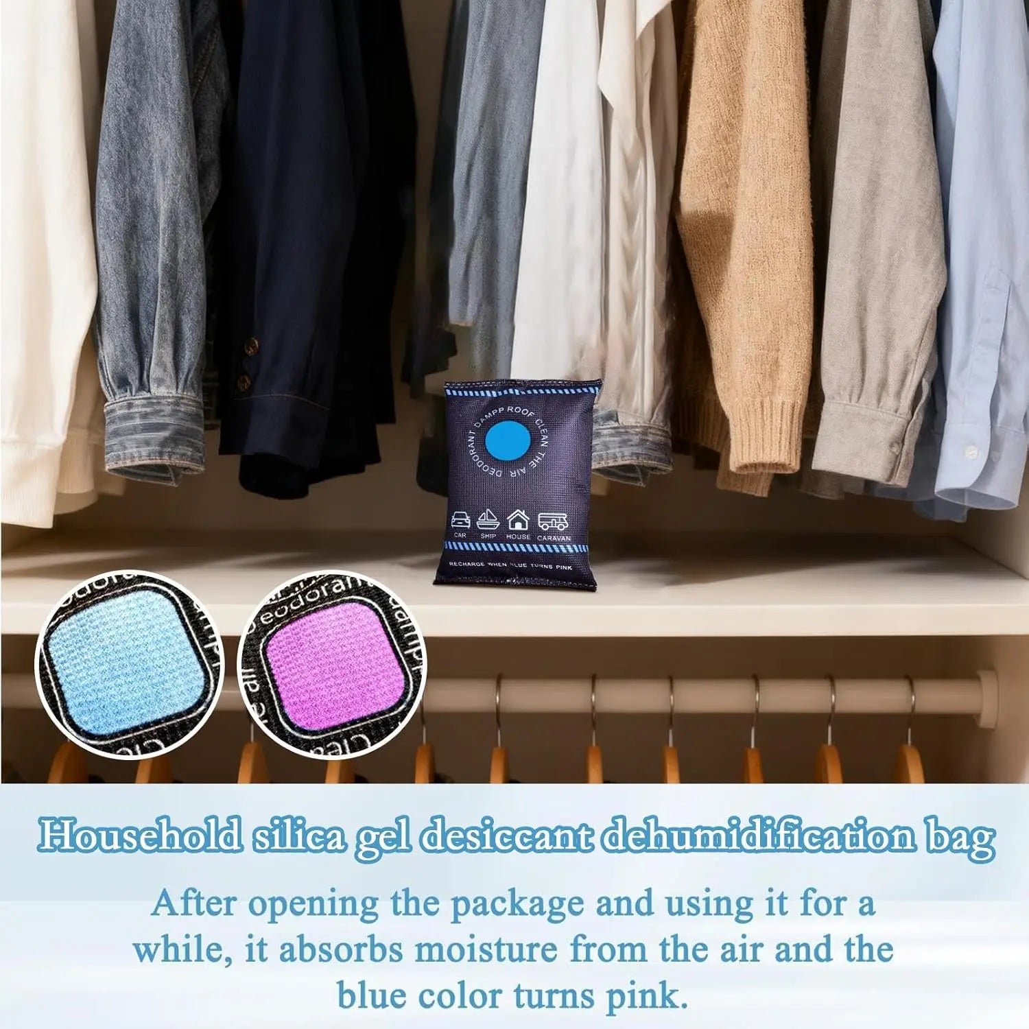 Reusable Silicone Dehumidifier Bag Car Air Freshener Interior Wardrobe Room Home Moisture Absorber Dampness Preventer Drying Bag