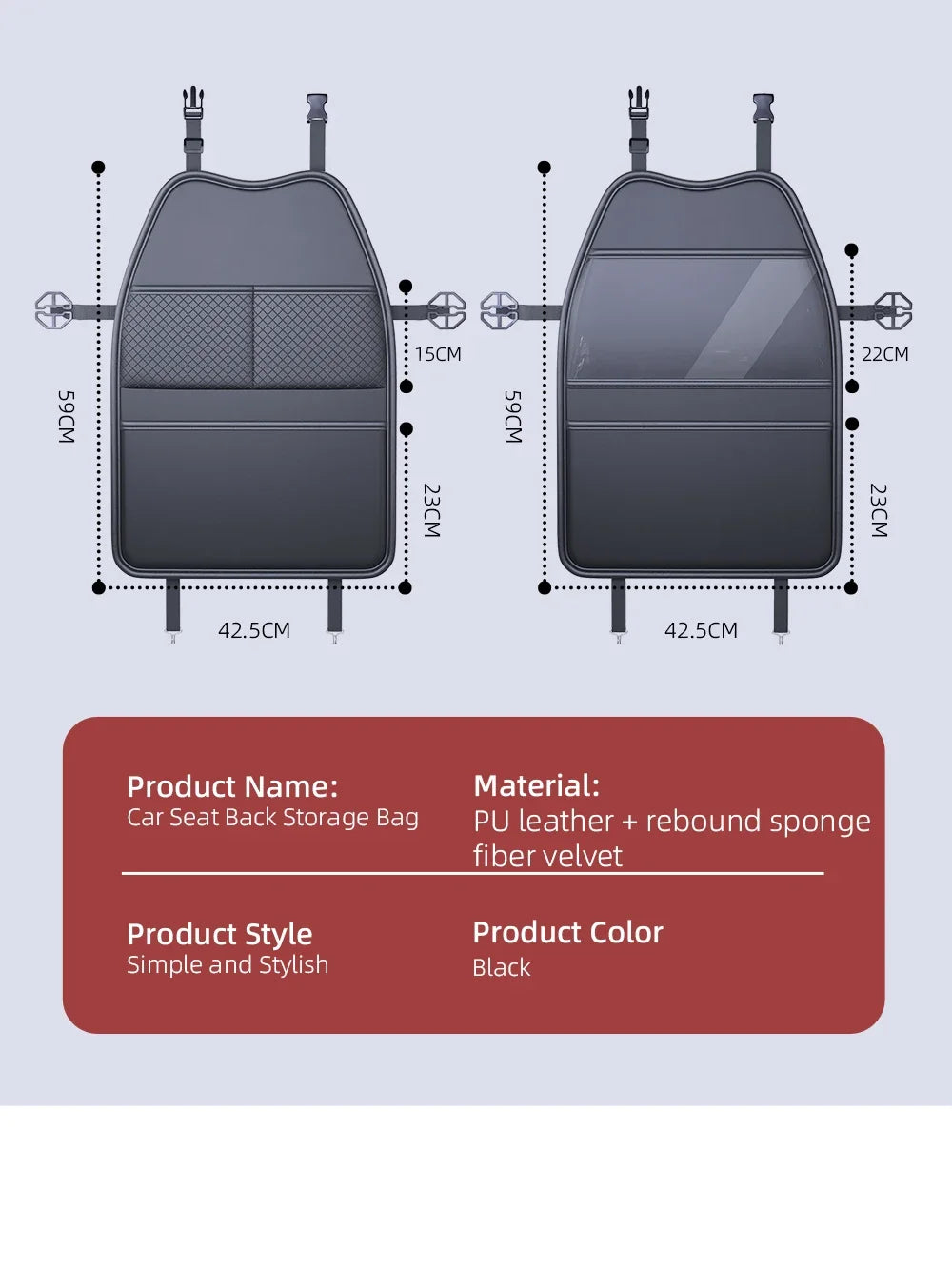 PU Leather Car Seat Kick Proof Pad with Pockets Multi-functional Tablet Holder Auto Seat Back Protection Cover for Kids