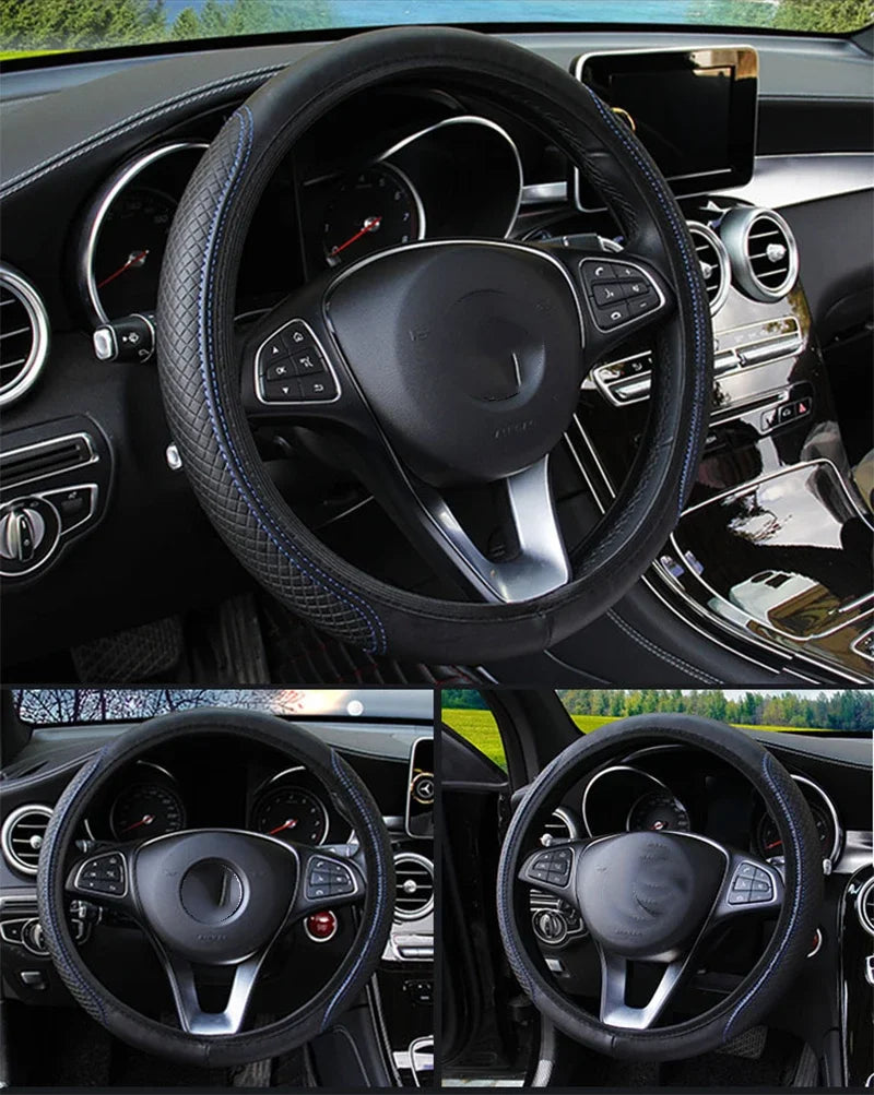 Universal Car Steering Wheel Cover Skidproof Auto Steering- Wheel Cover Anti-Slip Embossing Leather Car-styling Car Accessories