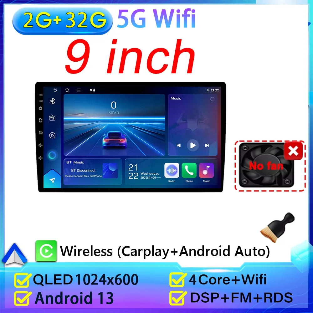 2 Din Universal Android 13 Car Radio 7/9/10 Inch Wireless CarPlay Android Auto GPS Bluetooth Multimedia Head Unit for Toyota