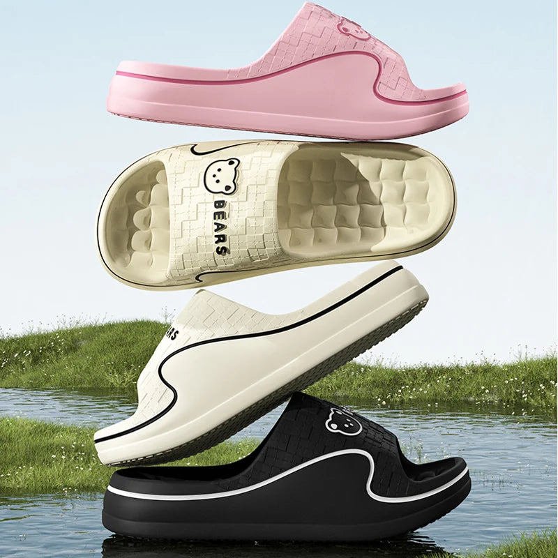 Women's Home Slippers Cute Cartoon EVA Indoor Home Bathroom Sandals Soft Sole Non-slip Summer Outdoor Beach Couple Shoes