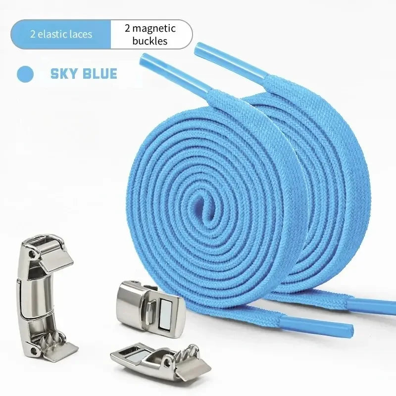 Magnetic Lock Shoe Laces without Ties Elastic Laces Sneakers Kids Adult 8MM Widened Flat No Tie Shoelaces for Shoes Accessories