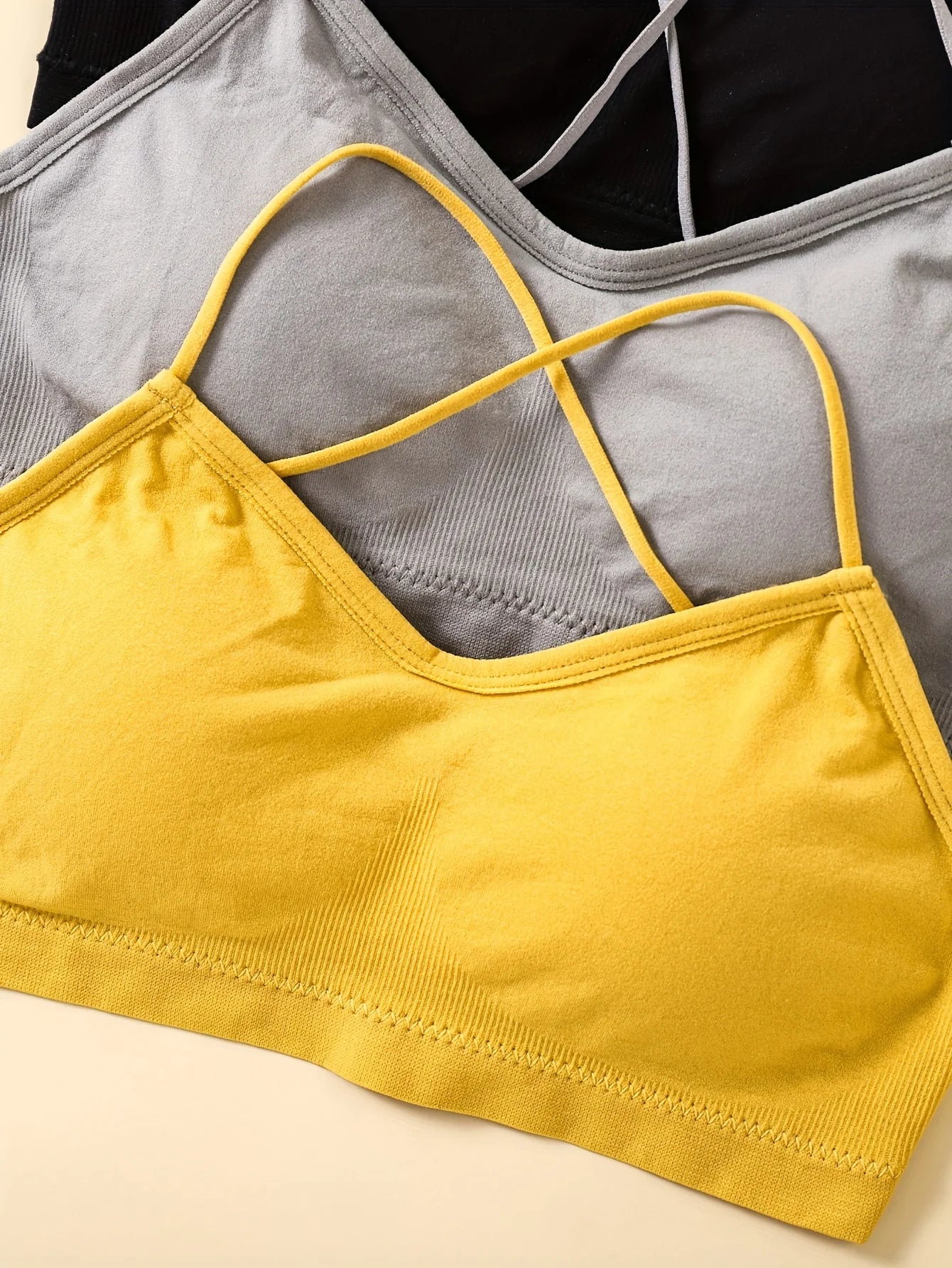 3PCS/Set Sports Bra Women's Cross Shoulder Strap Sports Bra Yoga Navel Top Gym Fitness Tube Top Breathable Beauty Sexy Bra Back