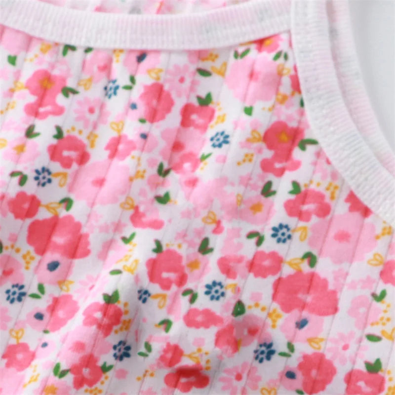 2026 New Kids Tops+shorts Set Summer Thin Baby Cotton Vest Sleeveless Loungewear Set for Girls Suit