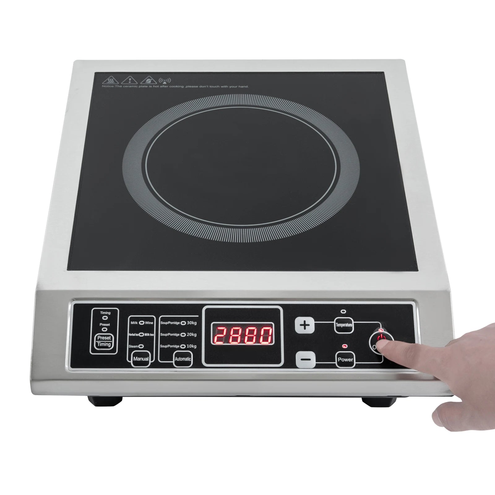 3.5KW Portable Electric Induction Cooktop, Countertop Induction Cooker with 8 Temperature Levels,IGBT Heating Induction Hob IPX4