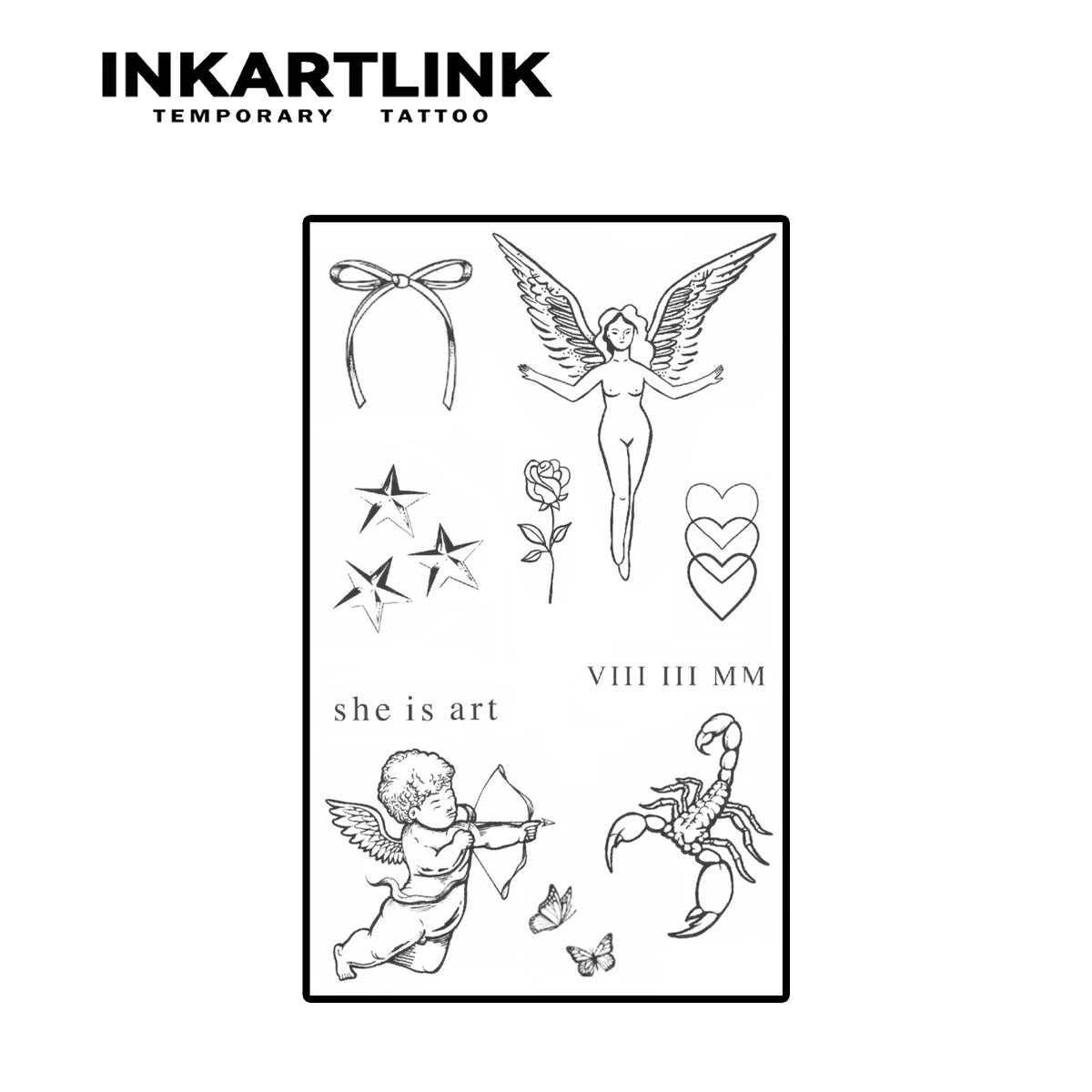 Angels and Love Temporary Tattoo,Lasts To 15 Days New Technology Magic Waterproof Semi Permanent Sticker.