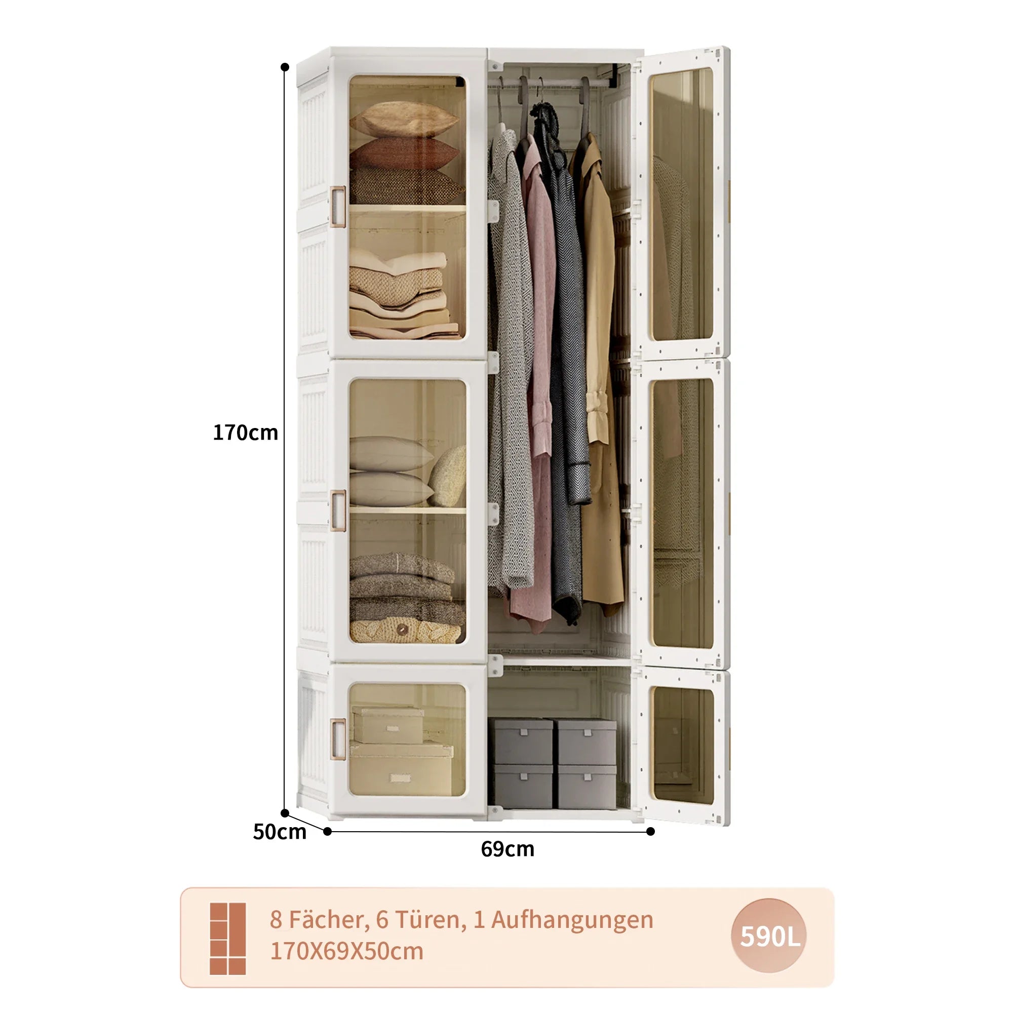 Rosahqnda Portable White Bedroom Wardrobe Storage Organizer Dress chest of drawers wardrobe Storage Organizer