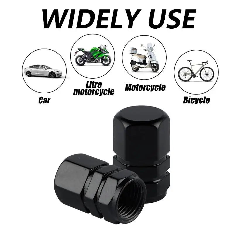 4pcs Aluminum Alloy Car Wheel Tire Valve Caps Tyre Rim Stem Covers Airdust Waterproof For Automobiles Motorcycles Trucks Bikes