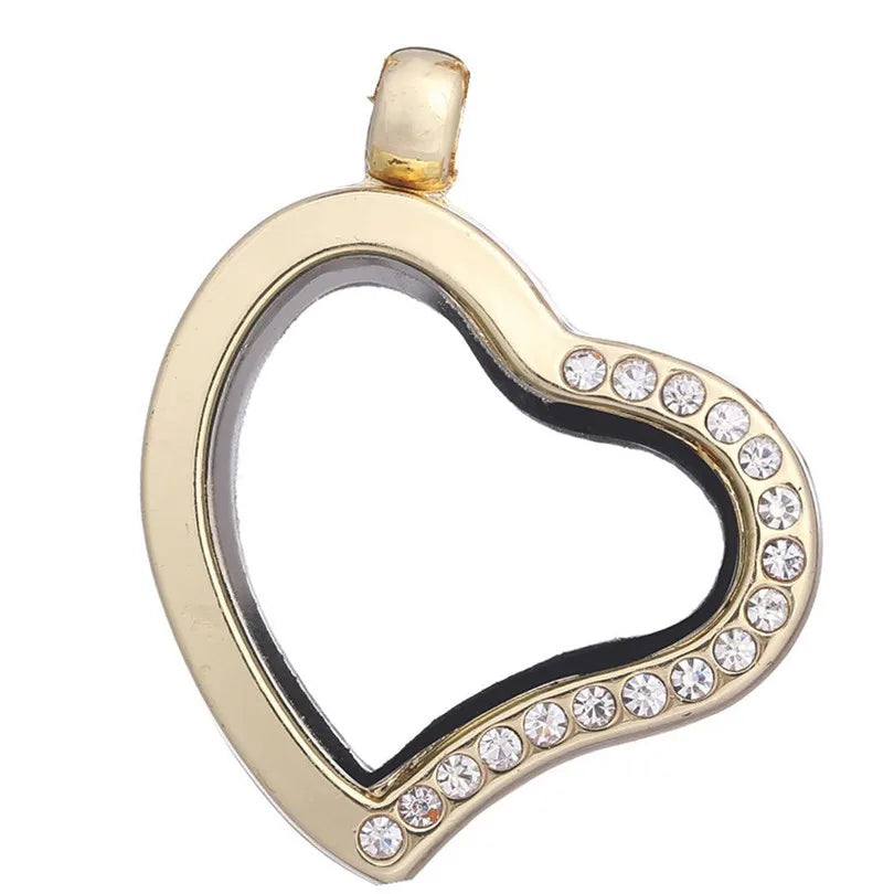 1Pc Punk Heart Round Memory Reliquary Photo Medaillon Pendant Glass Geometric Cremation Ashes Floating Locket кулон Jewelry