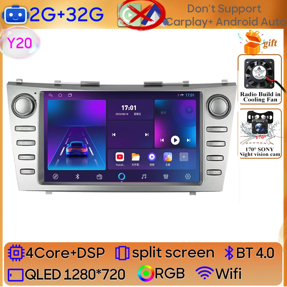 Android 15 For Toyota Camry XV40 Aurion 2007 - 2011 DSP Carplay Head Unit Multimedia Player GPS Navigation Stereo Car Radio WIFI