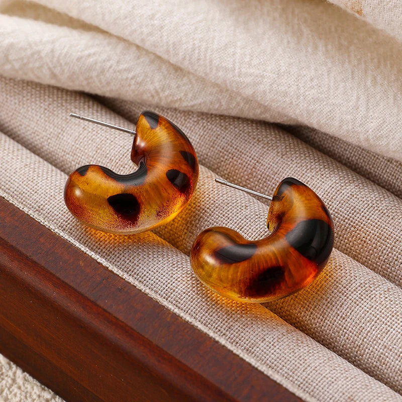 1 Piece Round Leopard Print Ear Clips Earrings For Women C Shape No Piercing Fake Cartilage Ear Cuff Female Jewelry Accessories