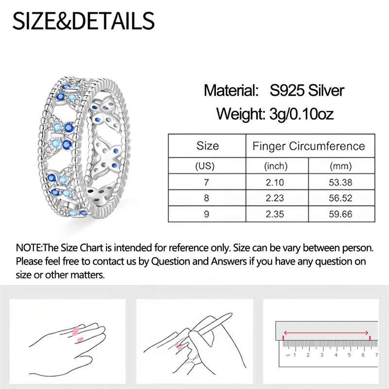 Rings For Women 925 Silver Size 6-9 Ocean Flower Sun Butterfly Heart Hollow Ring Fit For Engagement Weddings Fine Jewelry Gifts