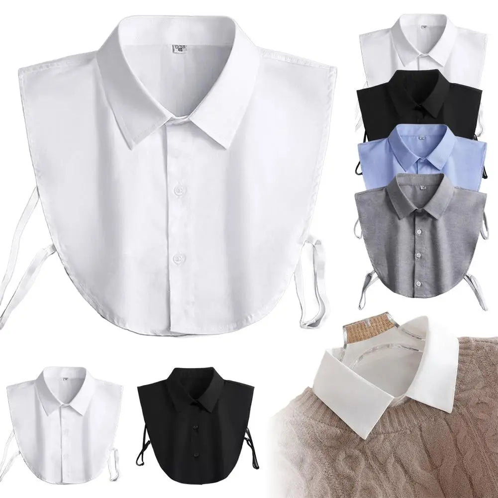 Fake Collar Detachable Collar for Women Girls Shirts Dickey Half False Blouse Dickey Tops Solid Color False Collar White/Black