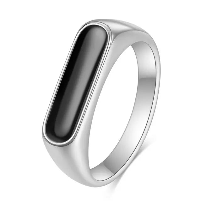Gothic INS Signet Rings for Men Punk Black Oil Pinky Ring Gold Color Tone Stainless Steel Chunky Boys Teens Fraternal Jewelry