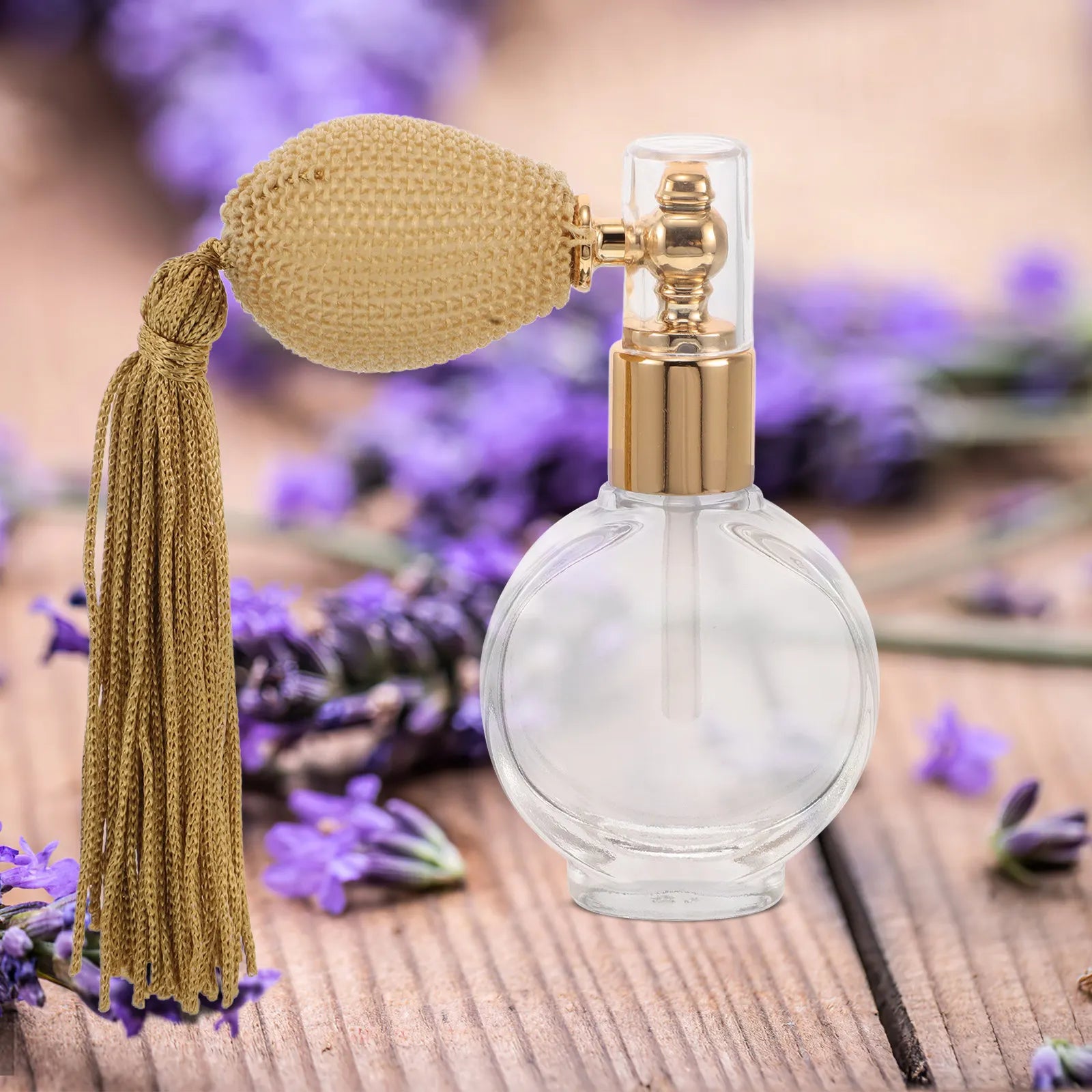 Small Vintage-Inspired Refillable Glass Spray Bottle Bulb Atomizer with Tassel Fine Mist Perfume Dispenser for Travel Body