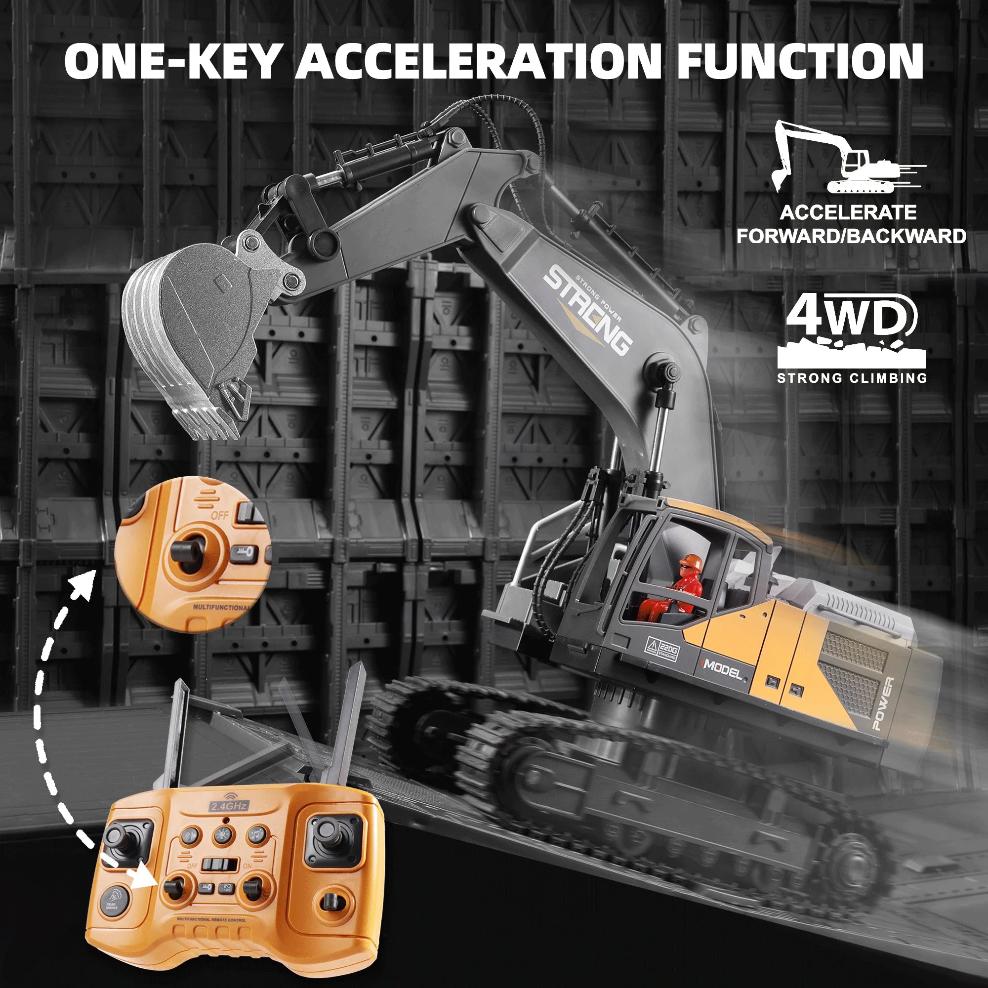 ZWN 1/16 1/20 Remote Control Excavator Dump Truck RC Model Car Toy Professional Alloy Simulation Construction Vehicle for Kids