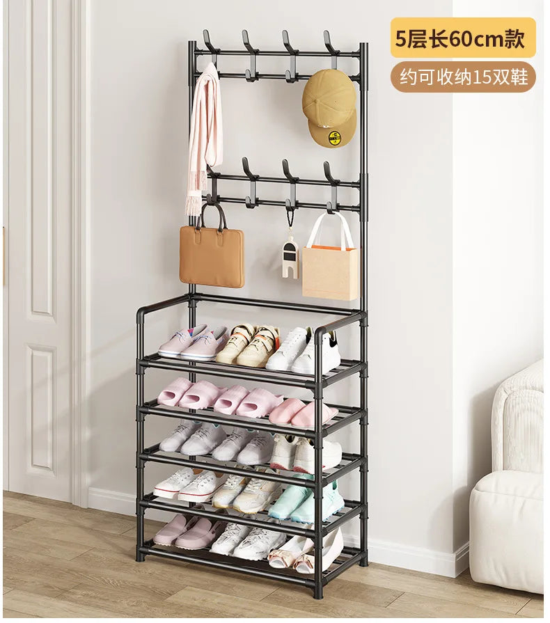 Multi-layer Door-mounted Shoe Hat Rack - Simple Assembly Household Integrated Multi-functional Storage Cabinet for Home Use