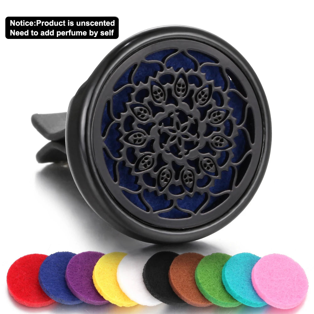 Black Perfume Diffuser Clip Auto Vent Car Air Freshener Alloy Stainless Steel Aroma Aromatherapy Essential Oil Diffuser Locket