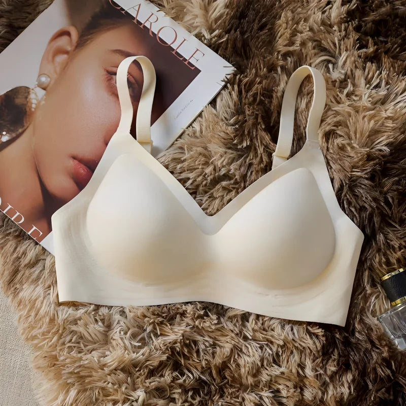 Small Breast Seamless Bra Women'S Push-Up Comfortable Non-Underwire Soft Support Closed Underwear For Women With Breasts No Rims