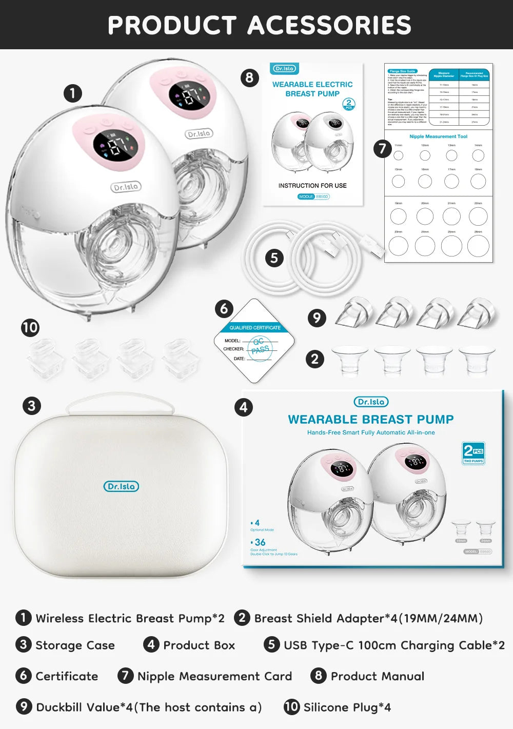 MAMIJOY 2Pcs Wearable Breast Pump Super Silent Hands Free Electric Breast Pump Comfort Milk Collector for Breastfeeding BPA free