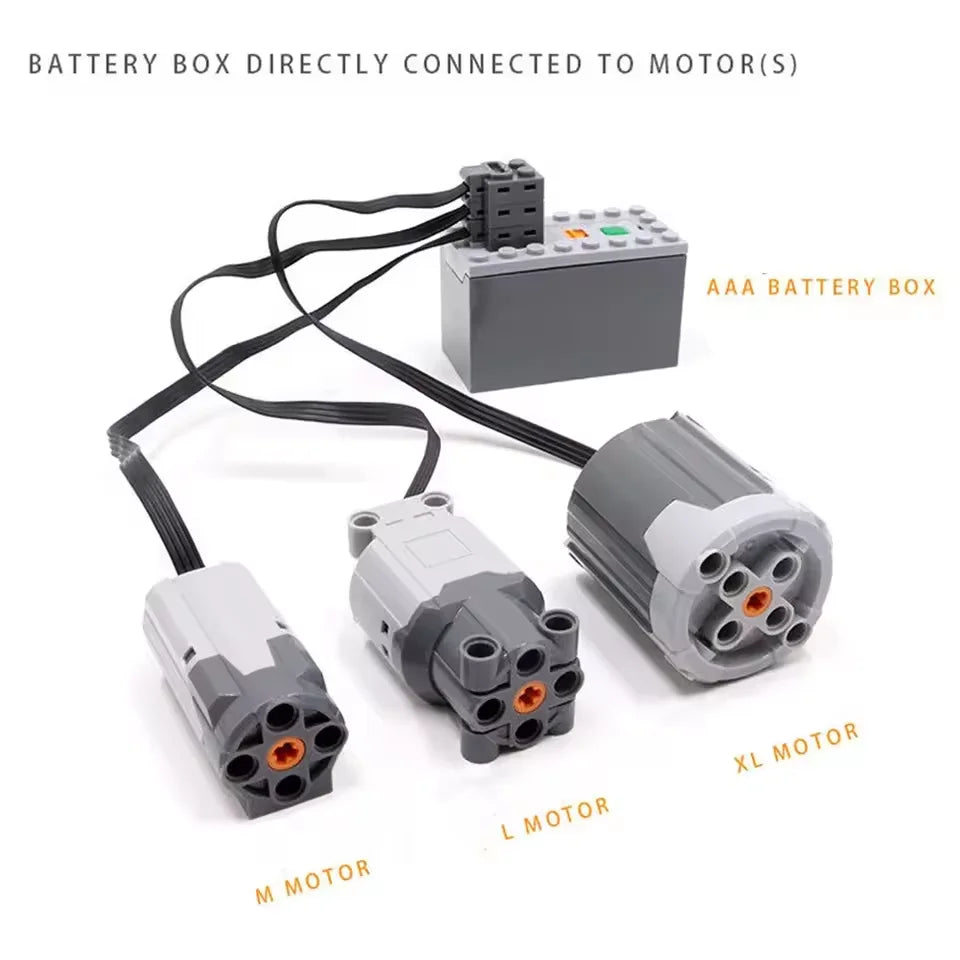 MOC Power Functions M/L/XL Motor Battery Box IR Remote Receiver for RC Car Robot Model Building Blocks Technical Modified Parts