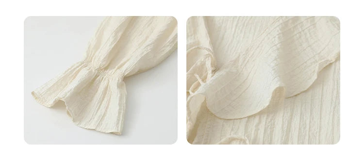 CHIC VEN Women Shirt Loose Casual Ruffled Edges Female Blouses V Neck Lace Up Mid Length Woman Shirts Spring Summer 2026
