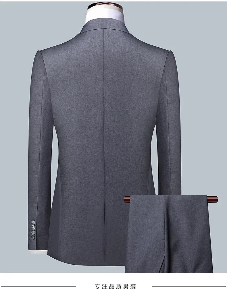 Suit Boutique Men's Fashion Business (Blazer+ Vest + Trousers) Gentleman's Wedding Casual Professional Formal Suit 3 Piece M-6XL