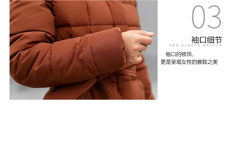 Long Down Cotton Parkas Coat Female New Winter Over Knee Loose Large Fur Collar Hooded Warm Thick Parkas Women  Padded Overcoat