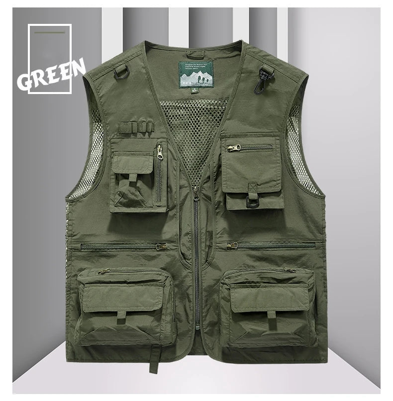 FGKKS Men Multi Pockets Vest Men's New Breathable Outdoor Fishing Vest Quality Design Leisure High Tech Male Jacket