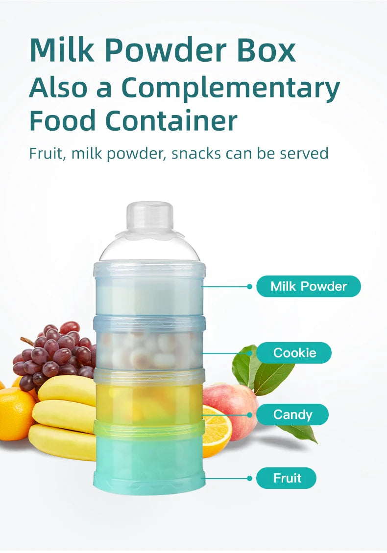Baby Feeding  Portable 4 Layer Milk Powder Storage Box Fruit Snacks Candy Food Container
