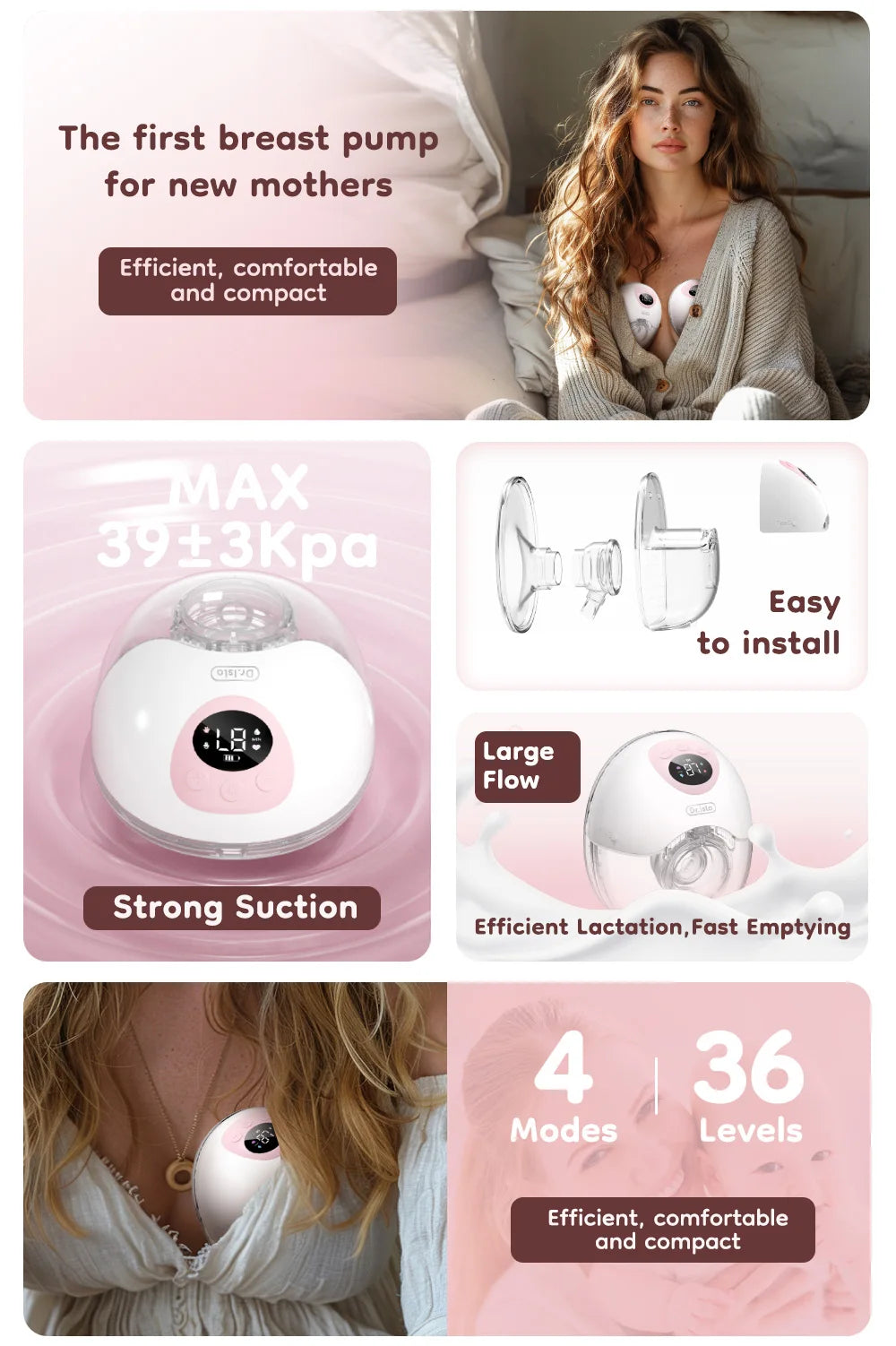 MAMIJOY 2Pcs Wearable Breast Pump Super Silent Hands Free Electric Breast Pump Comfort Milk Collector for Breastfeeding BPA free
