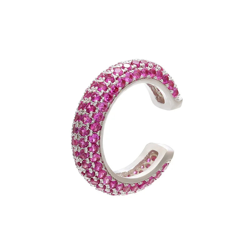 1 Piece Ear Clip on Earring Cuff Rainbow CZ Gold Silver Color Earing Jewelry Aretes Non Pierced Blue Black Clear Clipping