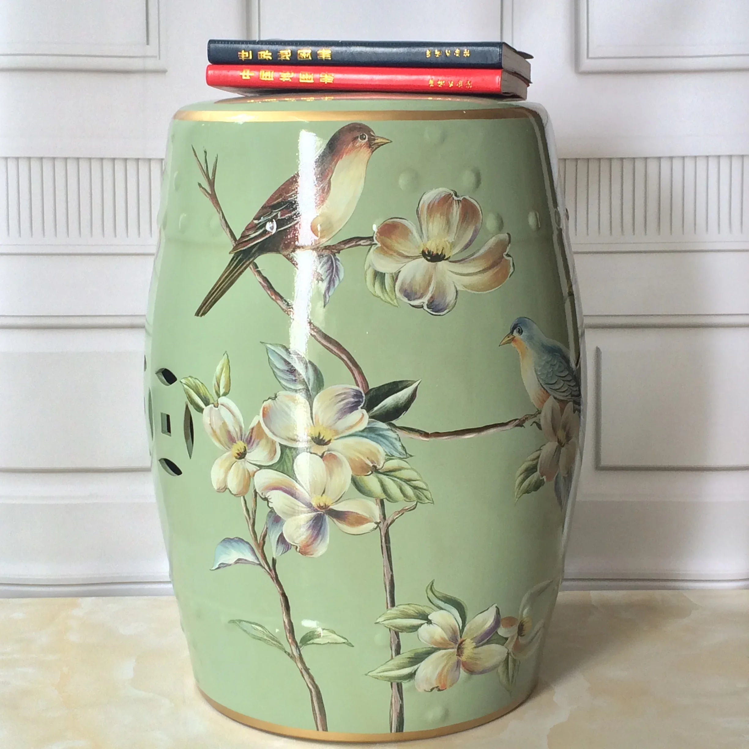 Shoe Changing Stool Flower Bird Ceramic Drum Stool Dressing Antique Drum Sitting Stool Living Room Furniture Luxury Dresser