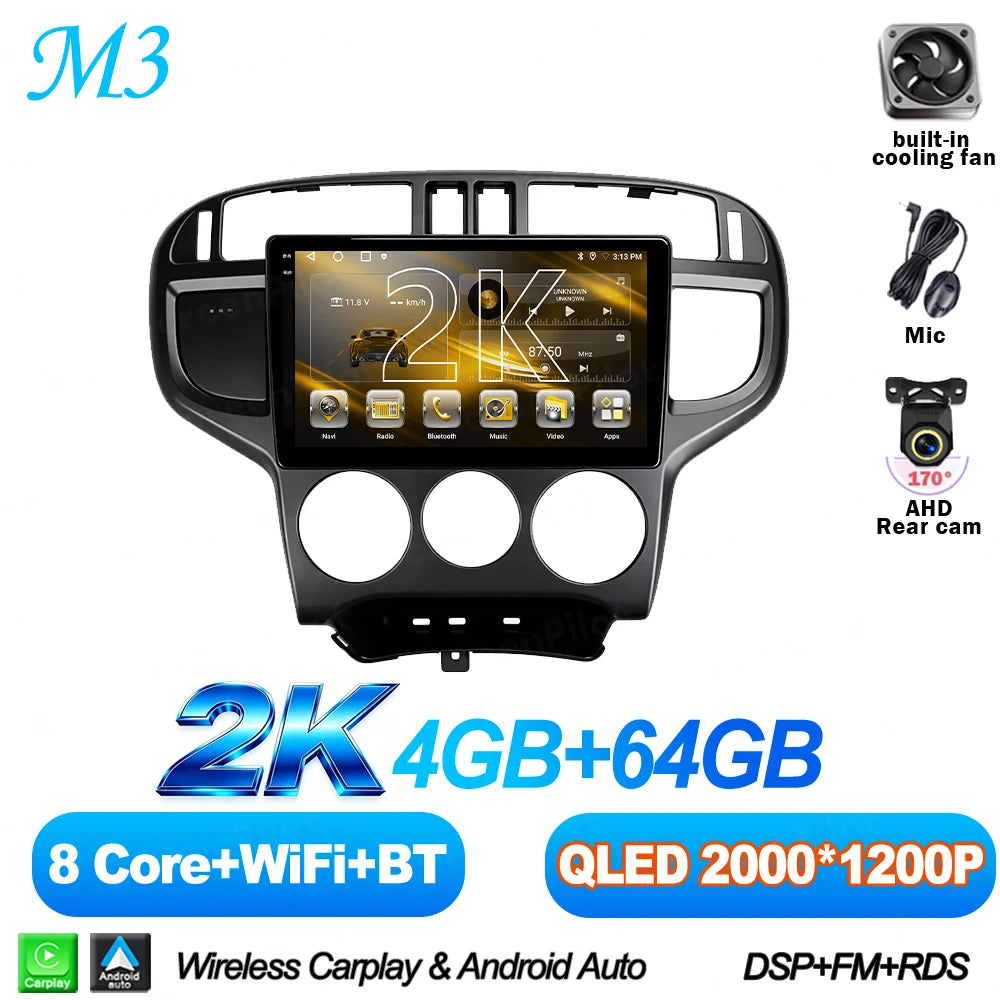 Android 16 For Hyundai Matrix 2001-2010 Car Radio Stereo Head Unit Multimedia Video Player GPS Navigation 2K QLED 9 Inch 5G RDS
