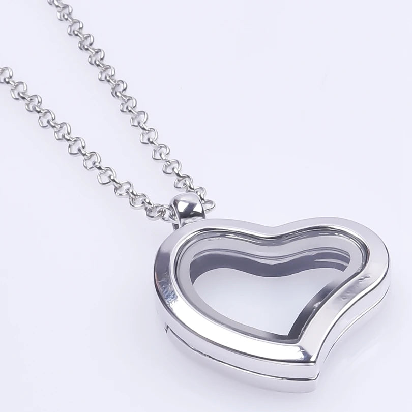 1Pc Trendy Sweet Love Glass Reliquary Photo Locket Pendant Necklaces Goth Heart Cremation Ashes Urn Relicario Collares Jewelry