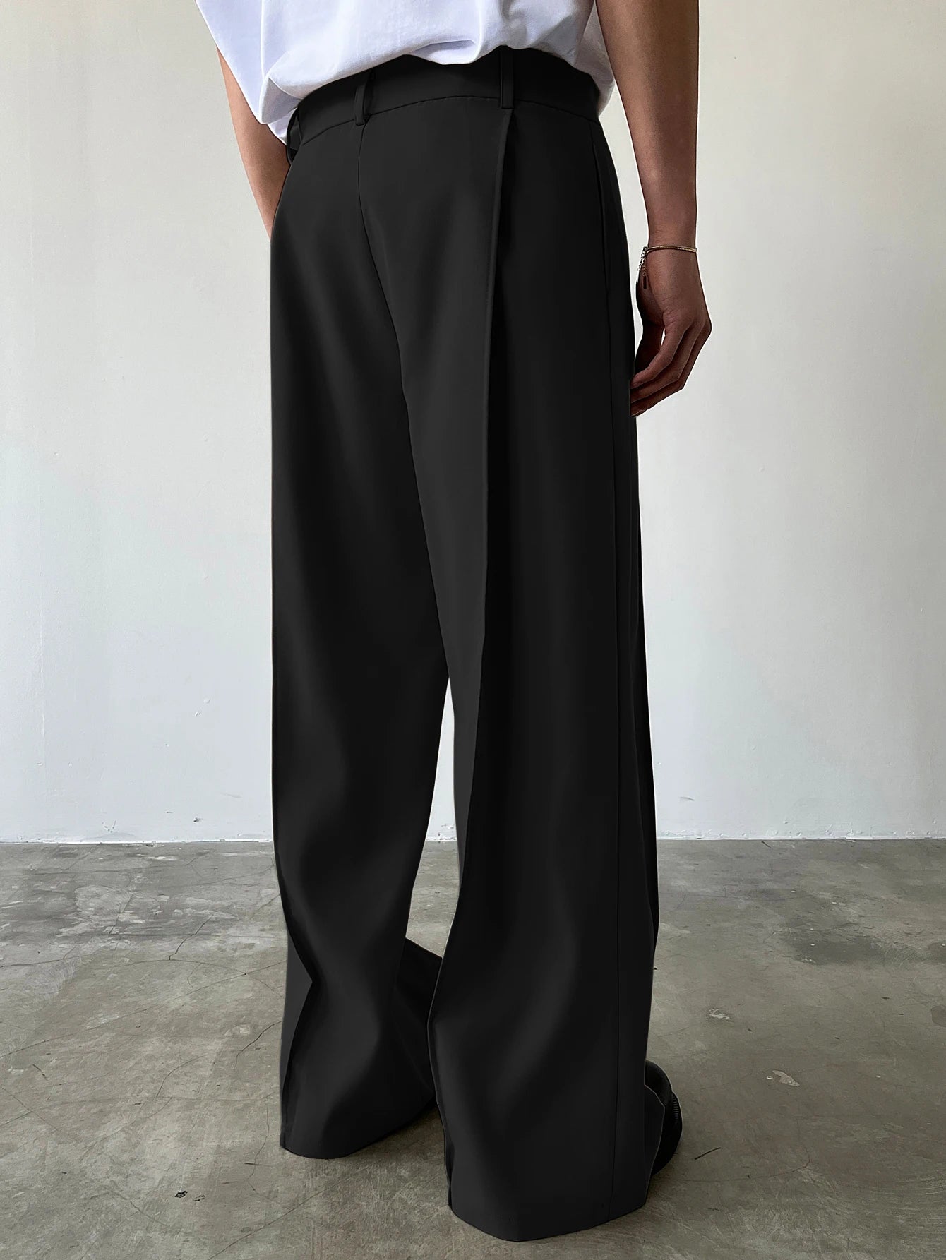Men's High Waist Wide Leg Suit Pants Casual Loose Straight Leg Dress Pants Formal Business Streetwear Black Trousers S-2XL 1 Pie