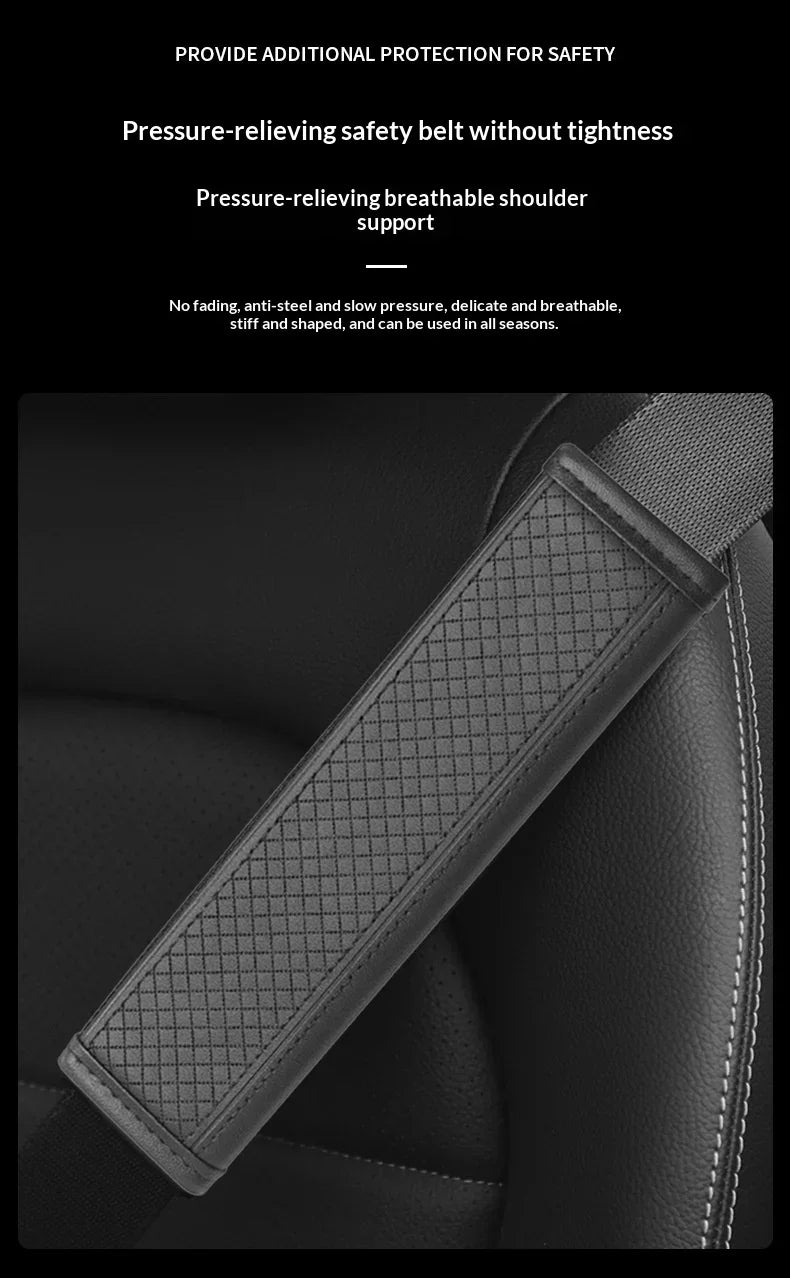1PCS Car Seat Belt Protective Cover Anti-neck Strangling Skin-feel Leather Fine Hole Car Seat Belt Shoulder Guard Cover