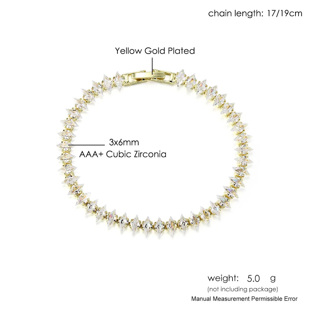 Luxury Dainty Tennis Bracelet for Women Silver Color Sparkling Cubic Zircon Stackable Chain Crystal Banquet Wedding Jewelry H085