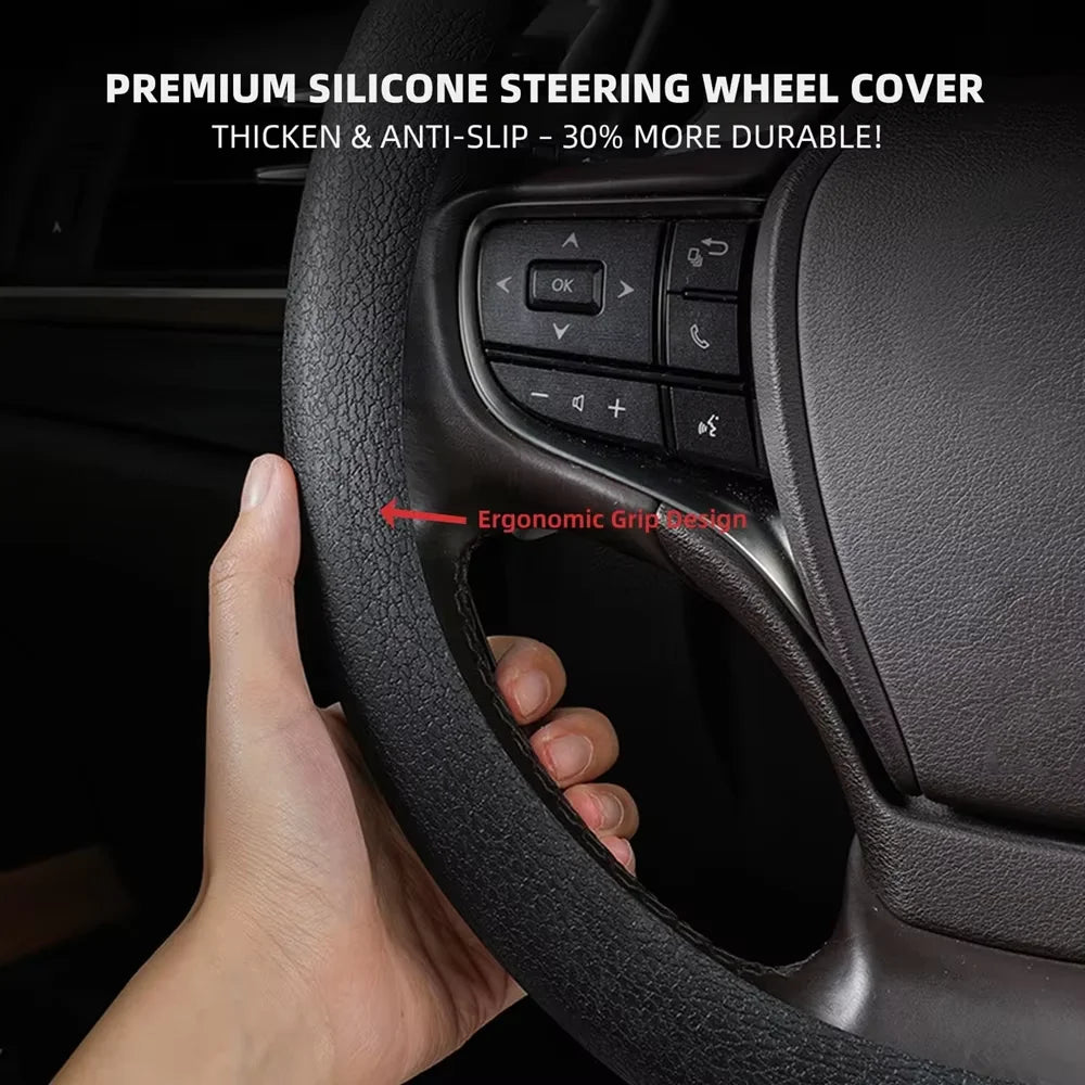 1pc Anti-Slip Silicone Steering Wheel Cover - Universal Fit, Soft & Odorless Fits 14''/15''/16'' Wheels, Durable & All-Season