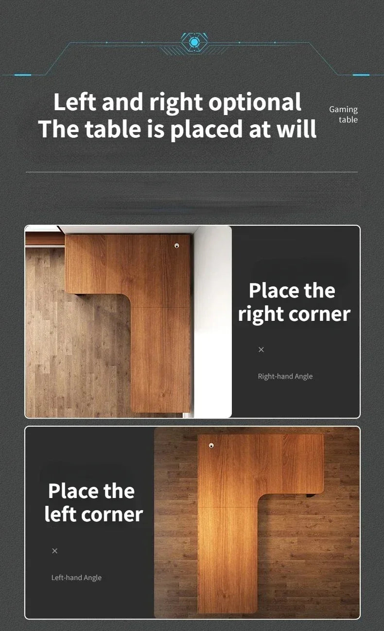 47 in Computer Desk with Drawer, Storage Cabinet Shelve, L Shape Home Office Reversible Study Table, Wood Executive Writing Desk